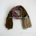 lady's infinity scarf,new trible stripe + checked printing viscose scarf shawl,muslin shawl